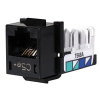 Hubbell HXJ5EBK24 CAT5e Keystone Jack 8POS UNI A/B, Black, 24-Pack