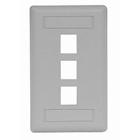 Hubbell IFP13GY Wallplate Flush 1-Gang 3-Port Keystone Wall Plate, Gray