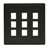 Hubbell IFP29BK Wallplate Flush 2-Gang 9-Port Wall Plate, Black
