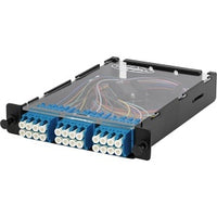 Hubbell OCSPLCQ24SMRD OptiChannel 24‑Fiber OS2 SM LC Quad Splice Cassette, Blue