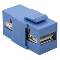Hubbell SFUSBAAB Snap-Fit USB A to A Connector, Blue