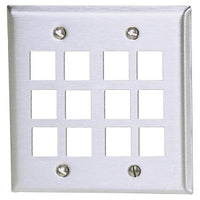 Hubbell SSF212 12-Port Duplex Gang Plate, Stainless Steel