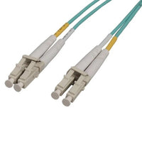 LC-LC UPC Multimode Fiber Optic Patch Cable, Duplex, OFNR, 10m, Aqua