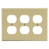 Hubbell P83I 3-Gang Duplex Wall Plate, Ivory