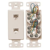 Hubbell NS772LA 2-Jack Plate Frame with 6-Position 6-Conductor, Screw Terminal, Light Almond