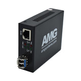 AMG Systems AMG210M-1GAT-1SS2-P30 210M PoE Series Mini Ethernet Media Converter, 1-Port 10/100/1000BaseT(x) RJ45 with 30W PoE+, 1-Port 1000BaseFx Singlemode, 2-Fiber, 1310nm, LC Connector, 20Km