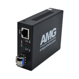 AMG Systems AMG210M-1GAT-1SM1A-P30 210M PoE Series Mini Ethernet Media Converter, 1-Port 10/100/1000BaseT(x) RJ45 with 30W PoE+, 1-Port 1000BaseFx Multimode, 1-Fiber, 1310nm, LC Connector, 1Km