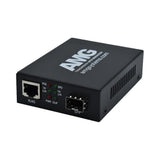 AMG Systems AMG210M-1GAT-1S-P30 210M PoE Series Commercial Multirate PoE Media Converter, 1-Port 10/100/1000Base-T(x) RJ45 with 802.3at 30W PoE, 1-Port 100/1000Base-Fx SFP, Mini