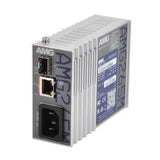 AMG Systems AMG265M-1GAT-1S-P30 Series Industrial Multirate Mini PoE Media Converter, 1 x 10/100/1000Base-T(x) RJ45 Port, 1 x 100/1000Base-Fx SFP Port, Integrated 30W PSU