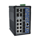 AMG Systems AMG560-8G-8S-4XS Industrial 20-Port Managed Switch, 8x10/100/1000Base-T(x) RJ45 Ports, 8x100/1000Base-Fx SFP Ports, 4x1/2.5/10G Base-Fx SFP+ Ports, DIN Rail Mount
