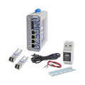 AMG Systems AMG570-2GBT-2GAT-2S-P240-KM1 Series Kit Layer 2+ Managed Industrial Ethernet Switch with 2x 90W PoE, 2x 30W PoE, 2x SFP Ports, Includes Power Supply and SFPs