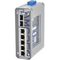 AMG Systems AMG350-5G-2S Series Industrial 7 Port Unmanaged Switch, DIN Rail / Wall Mount, 12-56VDC Power Input