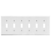 Hubbell P6W 6-Gang Toggle Switch Wall Plate, White