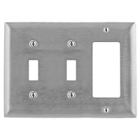 Hubbell SS226 Wall Plate, Stainless Steel, Three Gangs