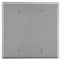 Hubbell P23GY 2-Gang Box-Mount Blank Wallplate, Gray