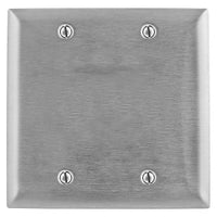 Hubbell SS23 2-Gang Blank Stainless Steel Wall Plate