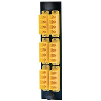 Hubbell FSPLCQM6Y Fiber Optic Patch Panel with 24 Ports and 6 Quad LC Connectors, Push-Buzz Yellow Alert System