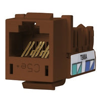 Hubbell HXJ5EBN24 CAT5e Xcelerator 8-Position Jack with Quick-Lace Termination, Universal Wired, A/B, Brown