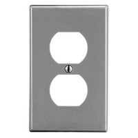 Hubbell P8GY 1-Gang Duplex Outlet Wall Plate, Gray