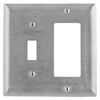 Hubbell SS126L Wallplate for 2-Gang Switch/GFCI, 430 Stainless Steel