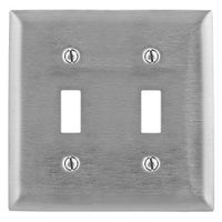 Hubbell SS2 Wallplate 2-Gang Switch, Stainless Steel