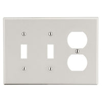 Hubbell P28LA Wallplate 3-Gang Toggle Duplex, Light Almond
