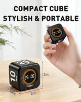 Timer Cube For Productivity — 5/25/10/50 Minutes Preset, Digital Gravity Sensor