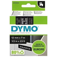 DYMO S0720610 D1 45021 Tape, 12mmx7m, White on Black - DYMO