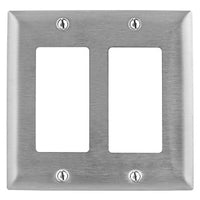 Hubbell SSJ262 Jumbo 2-Gang GFCI Wall Plate, Stainless Steel