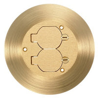 Hubbell SF3925 Combo Cover/Flange, Round, Brass, Duplex Flaps