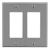 Hubbell P262GY 2-Gang Decora Wall Plate, Gray