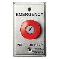 Alarm Controls by ASSA ABLOY KR-1-4-GR Alarm Controls KR-1-4-GR KR Series Latching Panic Station with Key Reset, N/O Pair and N/C Pair, Guard Ring, Red