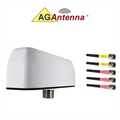 AG Antenna AG95-BW-2C3W AG95 Low Profile Series Mobility 5-Lead MIMO 2 x Cellular 3G 4G 5G CBRS / MIMO 3 x WiFi Dual Band - Bolt Mount Antenna w/15ft Coax Cables - White