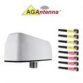 AG Antenna AG98-BW-4C4W AG98 Low Profile Series Mobility 8-Lead Multi-MIMO 4 x Cellular 3G 4G 5G CBRS / Multi MIMO 4 x WiFi Dual Band - Bolt Mount Antenna w/15ft Coax Cables - White