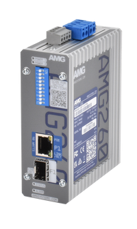AMG Systems AMG260-1GBT-1S-P90 Industrial PoE Media Converter, 1x10/100/1000Base-T(x) RJ45 Port with 802.3bt 60/90W PoE, 1x100/1000Base-Fx SFP Port, DIN Rail / Wall Mount, 2x52-56VDC Power Inputs