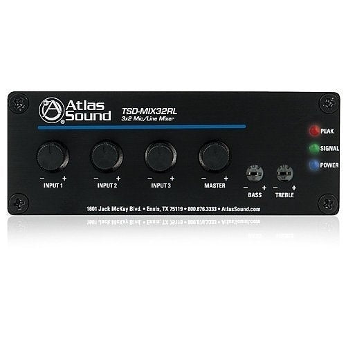AtlasIED TSD-MIX32RL 3x2 Stereo Line Mixer with Remote Level