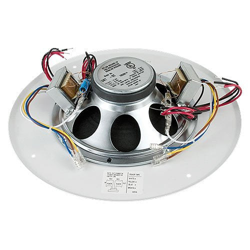 AtlasIED UKT70-2C-U51-8 8" Dual Voice Coil In-Ceiling Speaker for Fire Signaling with 5W 70V Transformer and U51-8 Baffle