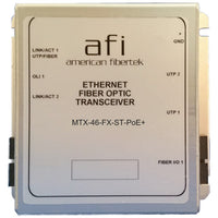 American Fiberteck MX-46-FX-ST-POE+ 10/100 Ethernet Transceiver, 2-Fiber, POE+, ST