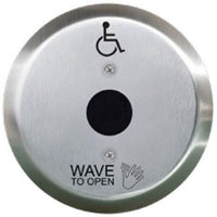 Camden SureWave Wireless 6" Round Touchless Switch, Stainless Steel Faceplate, "Wave to Open" Graphics, Black, Replaces CM-330/42R