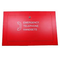 Edwards Signaling TCS-6 Fire Fighters' Telephone Portable Handset Surface Mount Storage Cabinet with Keylock, White Lettering, Red Finish