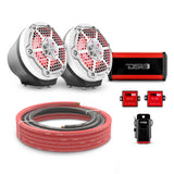 6.5" Loaded Flat Mount Speaker Pods with Amplifier, Installation Kit and RGB LED Lights, Package for Can-Am Spyder & Ryker