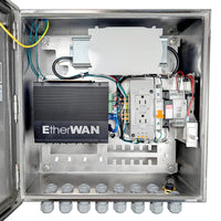 EtherWAN EASYPOE34X277-MNC NEMA 4X Outdoor Enclosure with Integrated Managed PoE Switch, 12 Gigabit PoE Ports, 4x 1/10G SFP+, 360W PoE Budget, Stainless Steel