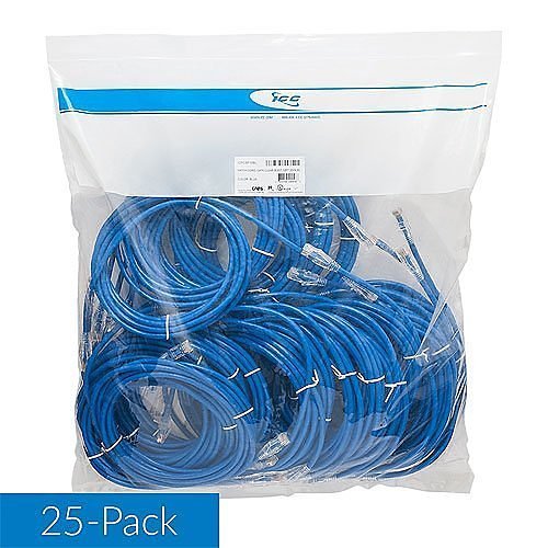 ICC ICPCSF01BL Patch Cord, CAT6, Clear Boot, Blue, 1Ft, 25-Pack