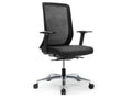 HAT Design Works IKU-B-M1H-JET-S1PB IKU Chair with Black Frame, Raven Mesh, Jet Seat Upholstery and Polished Aluminum Wheel Base