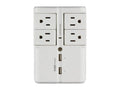 Sanus SA-OWSP42-W1 Surge protected Wall Tap, 4 rotating outlets, 2 USB ports