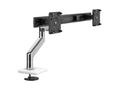 Humanscale M81NTNBWB2B M8.1 with Bolt-through Mount for DUAL Monitors with Crossbar - Polished Aluminum with White TRIM - Black 100MM X 100MM VESA Bracket