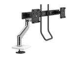 Humanscale M81NTNBWBHB M8.1 with Bolt-through Mount for DUAL Monitors with Crossbar - Polished Aluminum with White TRIM