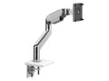 Humanscale M81NTNCWBTC M8.1 Monitor ARM with Clamp Mount for Single Monitor - Polished Aluminum with White TRIM - Gray THIN Client Holder