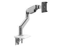 Humanscale M81NTNCWBTC M8.1 Monitor ARM with Clamp Mount for Single Monitor - Polished Aluminum with White TRIM - Gray THIN Client Holder