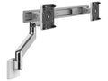 Humanscale M81NTNHWB2W M8.1 Monitor ARM with Direct Hardwall Mount with Crossbar for DUAL Monitors - Polished Aluminum with White TRIM - White 100MM X 100MM VESA Bracket